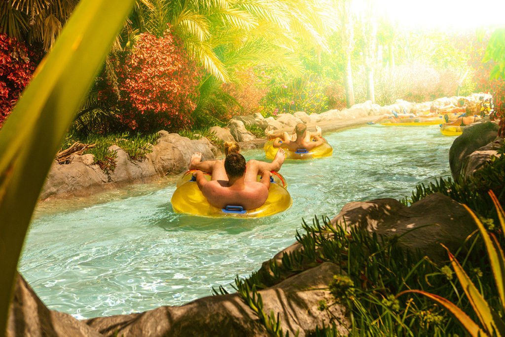 The lazy river at Siam Park, the largest water park in Spain