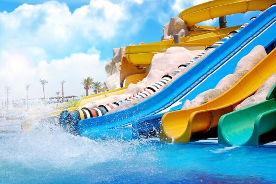 Aquapark Costa Teguise with its wave pool and slides