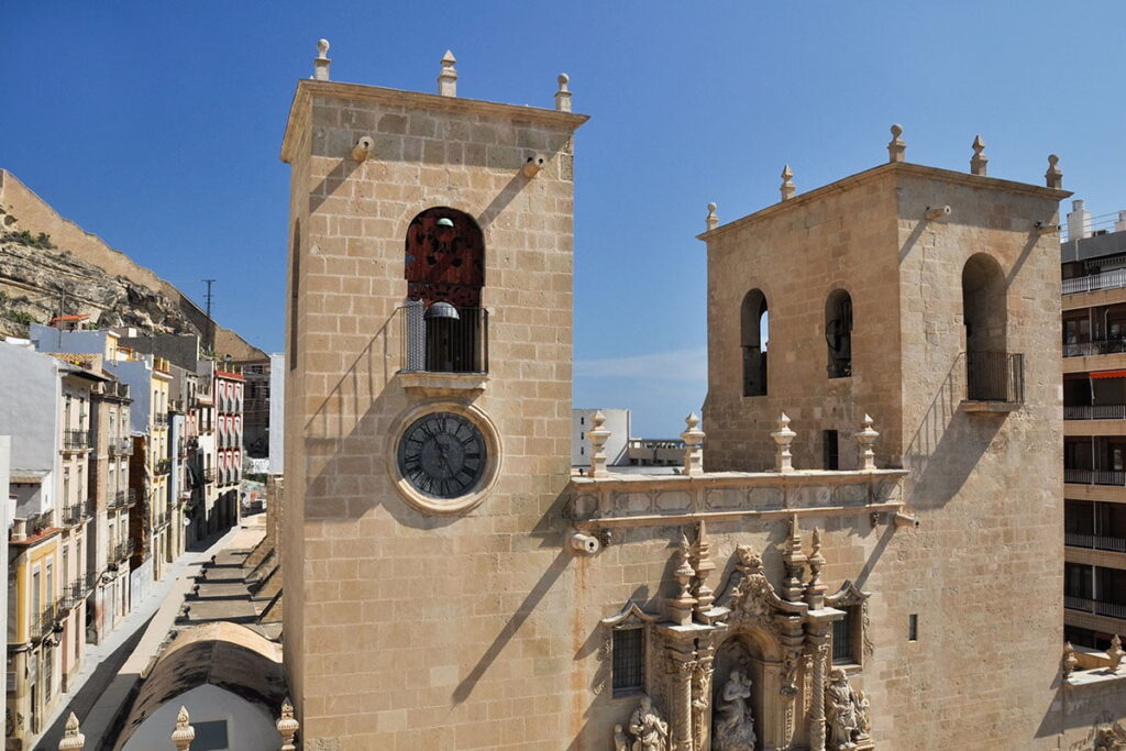 The Baroque doorway of the Basilica de Santa María, the oldest church in Alicante.