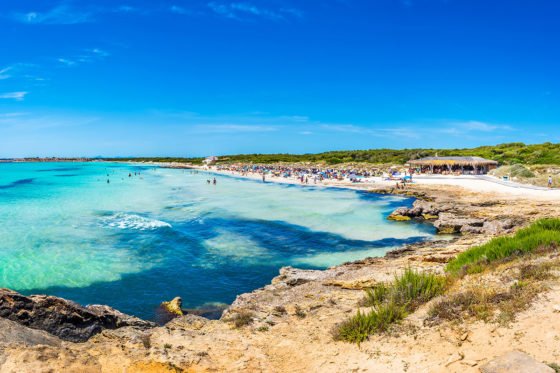 Aerial view of Es Trenc beach, one of the best beaches in Mallorca