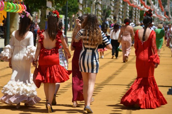 People celebrating Granada's festivals in the city centre