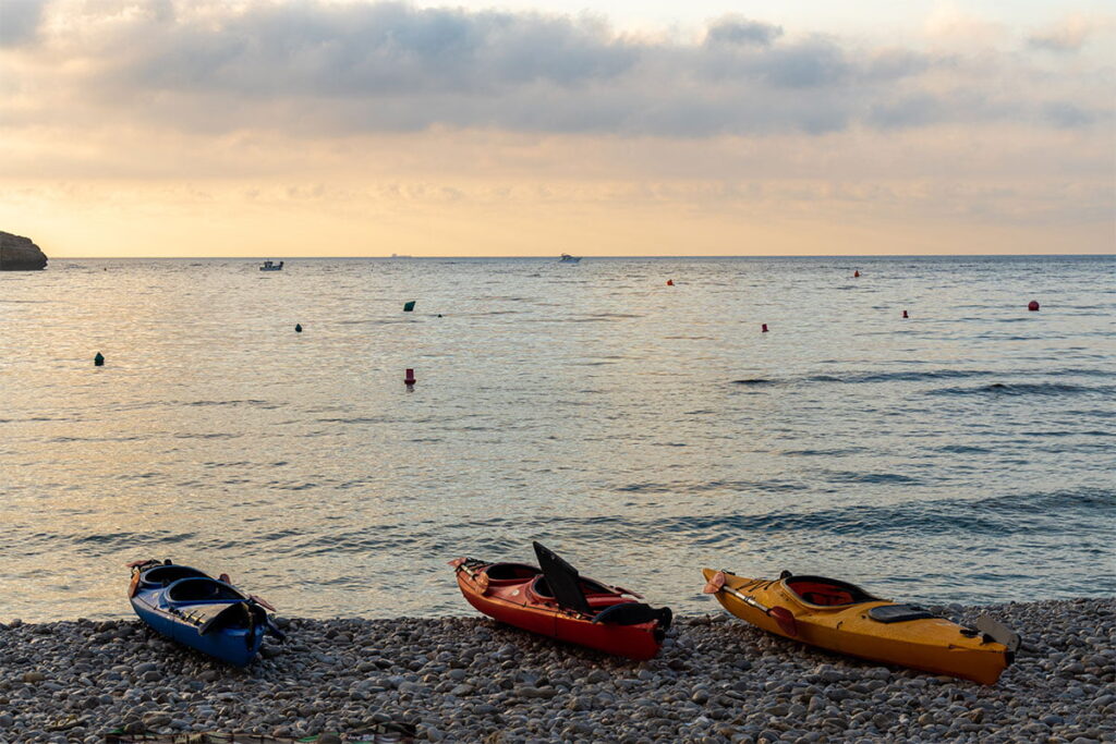 Kayaking along the coast near Alicante is at its best in spring and autumn.