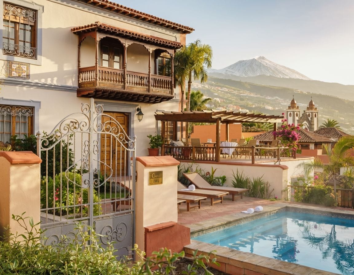 A bright suite with a kitchenette in La Orotava. AI-generated image.