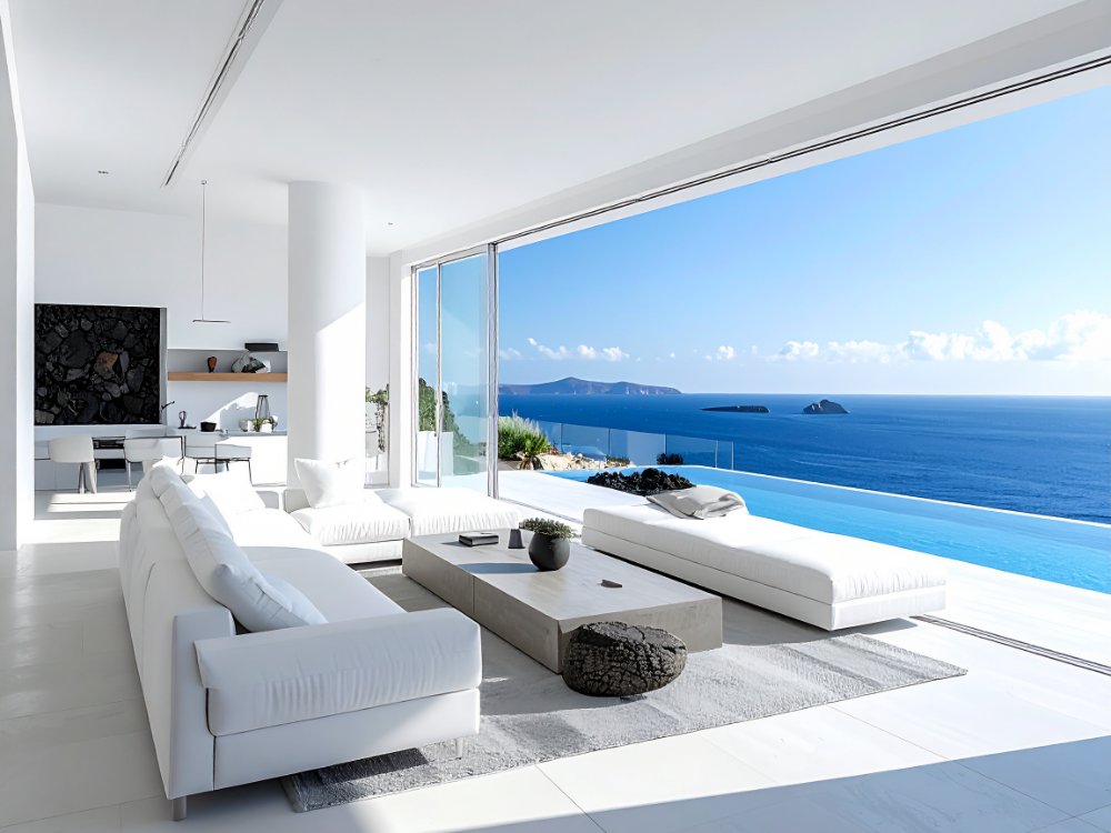 A luxury suite with a panoramic Atlantic view in Puerto del Carmen. AI-generated image.