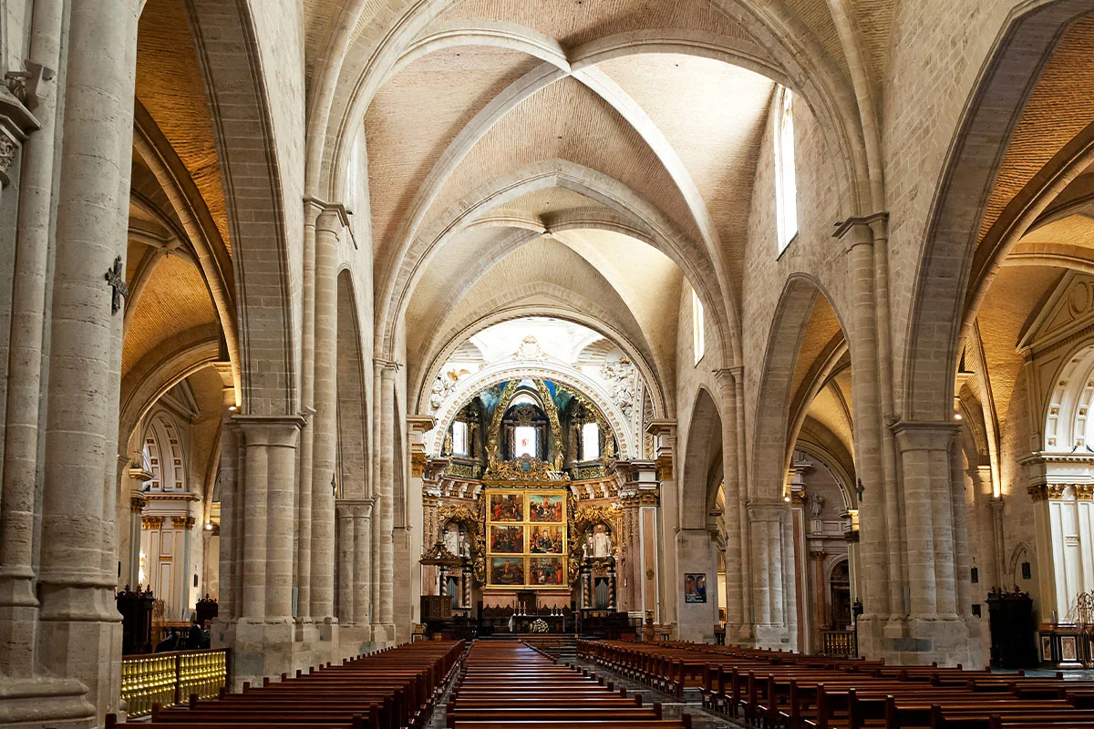 The Valencia Cathedral in the Old Town of Valencia, Spain