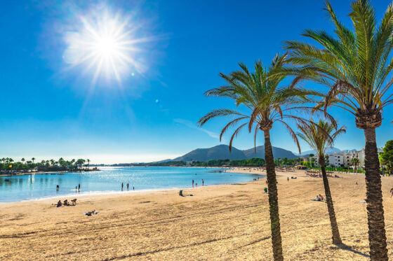 A sandy beach in Alcudia, Mallorca