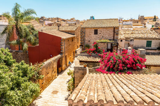 Charming old town of Alcudia, with its medieval walls and narrow streets