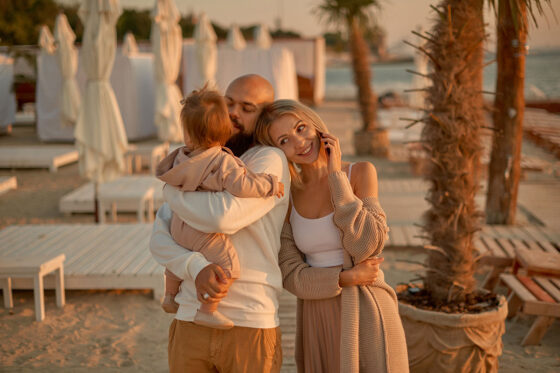 Family enjoying a beach holiday in Majorca at a hotel with direct beach access