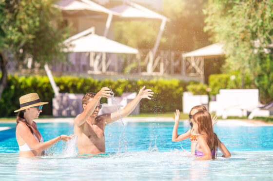 Family time in the hotel's pool