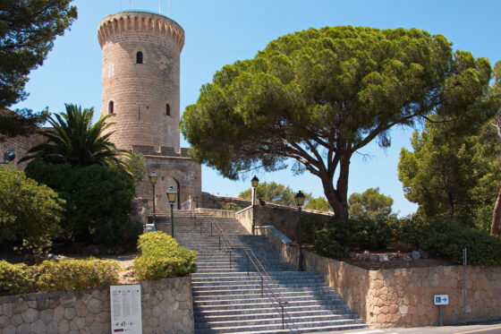 A stunning view of Bellver Castle, a Gothic-style fortress in Palma de Mallorca