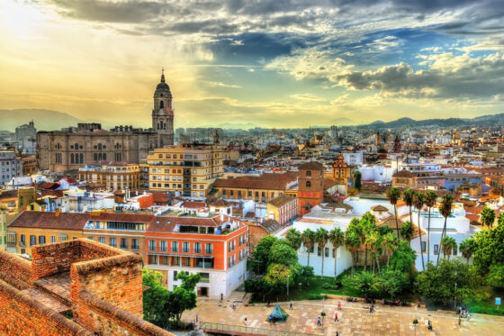 View of Malaga from the Alcazaba, Andalusia, Spain