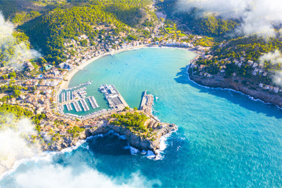 Port de Sóller, a picturesque fishing village located on the island of Mallorca