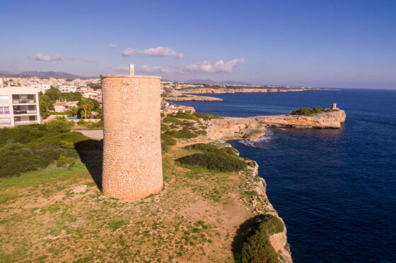 A view of the Torre des Falcons Watchtower in Porto Cristo