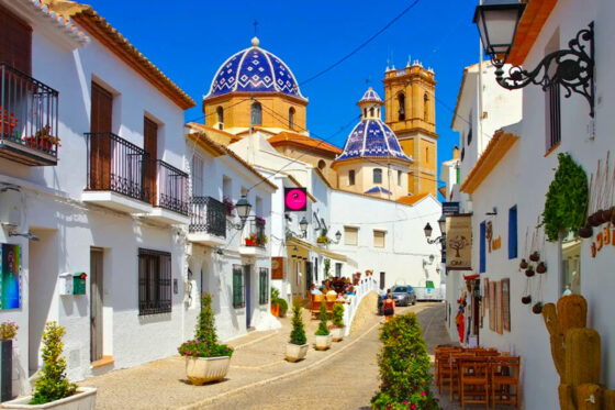 View of Altea's Old Town with iconic blue domed church