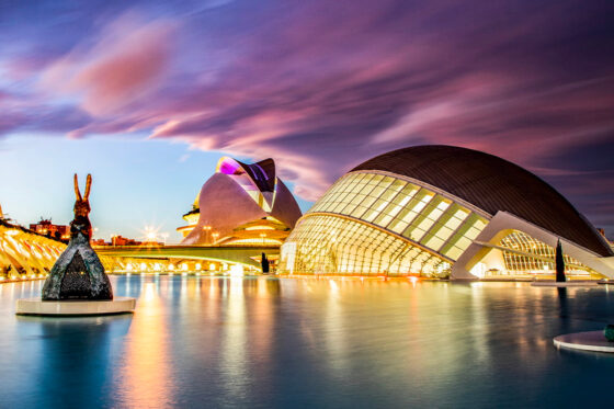 A view of the City of Arts and Sciences complex in Valencia, Spain