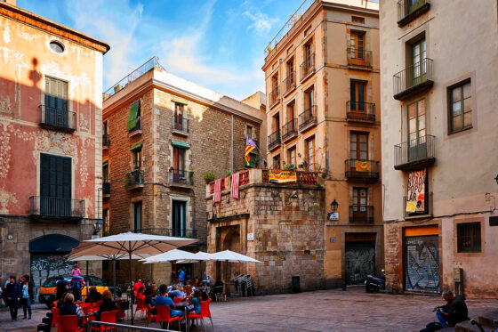 The Barcelona Gothic Quarter is vibrant day and night