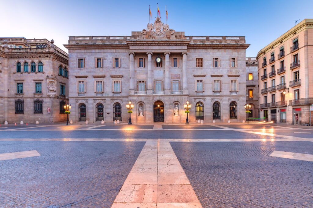 Barcelona City Hall faces the Palau de la Generalitat across Plaça Sant Jaume