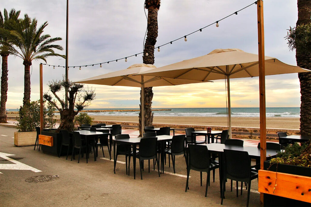 View of a typical restaurant in Santa Pola serving traditional fish stews