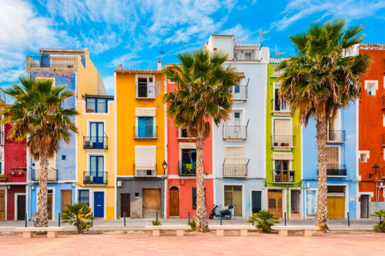 A view of the colorful old town of Villajoyosa, Costa Blanca, Spain