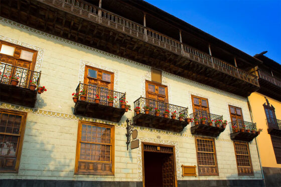 A view of the entrance of the Casa de los Balcones in La Orotava, Canary Islands