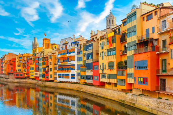 A view of the colourful houses in the Old Town of Girona