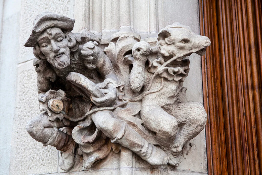 Sculpted detail of the facade of Casa Amatller, Spain