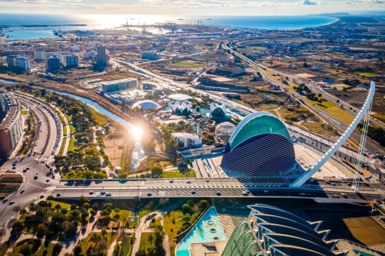 The Aerial view of City of Arts and Sciences, Valencia, Spain