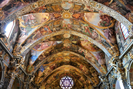 Ceiling of the Valencian Cathedral is beautifully decorated with frescoes