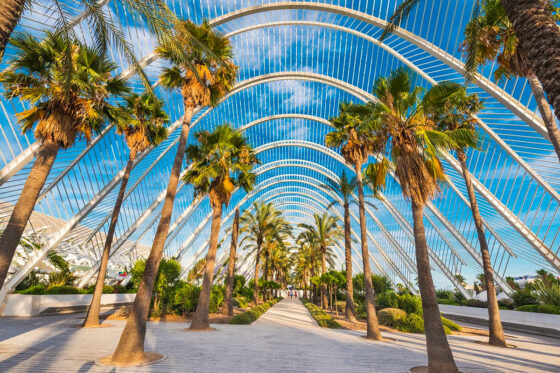 A view of the L'Umbracle in Valencia, Spain