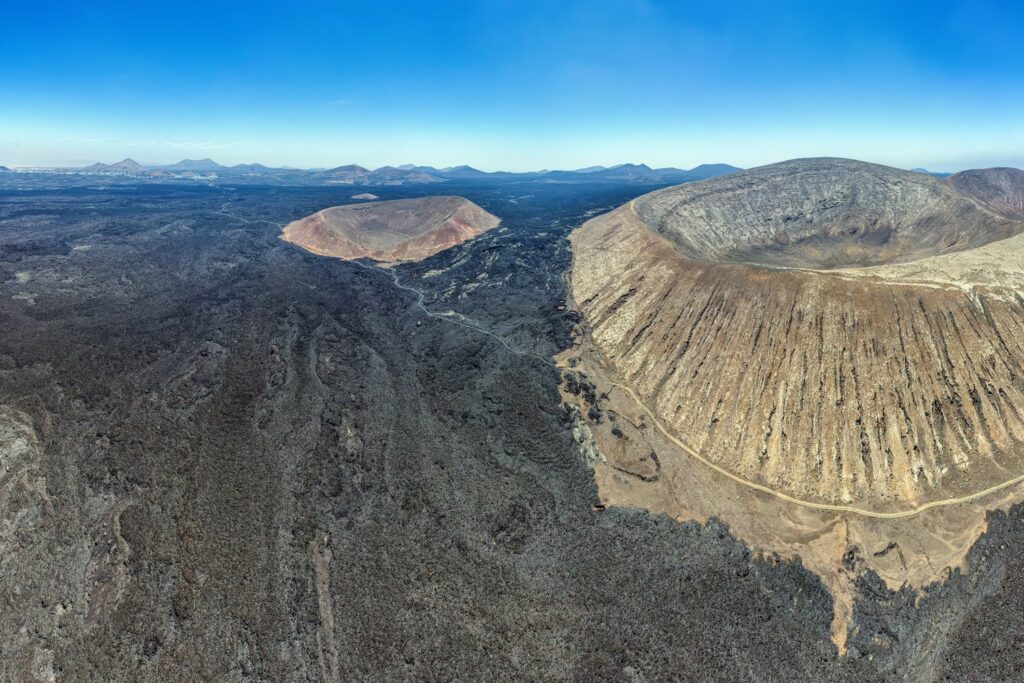 Caldera Blanca rises above the lava fields left by the eruptions of 1730 to 1736