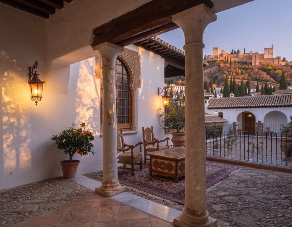 A boutique hotel in a 17th-century house in the lower Albaicín. AI-generated image.