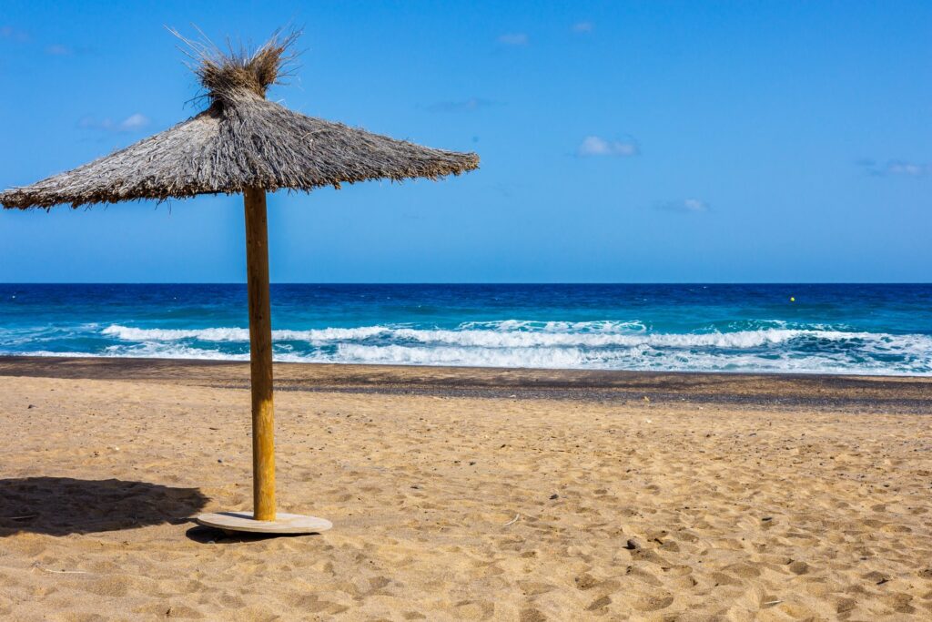 Playa Blanca is the wilder main beach of Puerto del Rosario, popular with surfers and kitesurfers